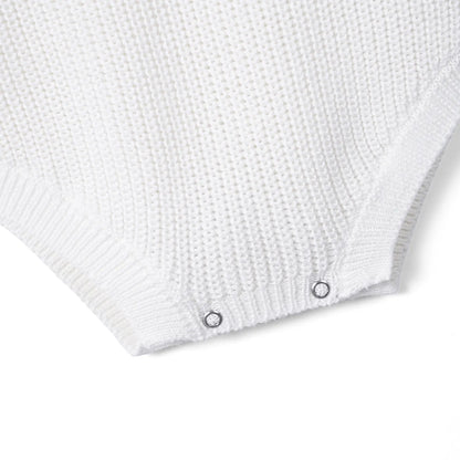 Classic Chunky Knit Baby Romper in White