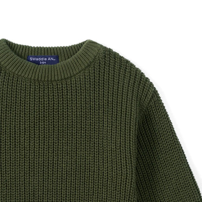 Classic Chunky Knit Baby Romper in Forest Green