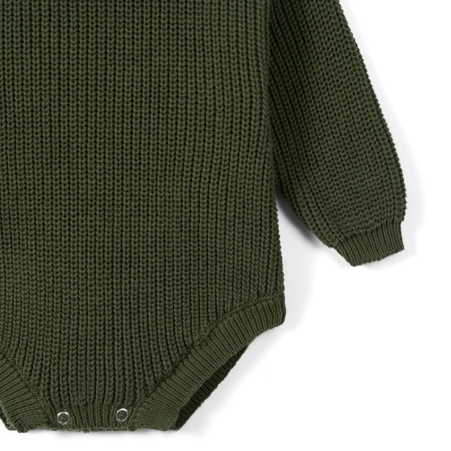 Classic Chunky Knit Baby Romper in Forest Green