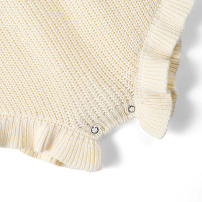 Ruffle Chunky Knit Baby Romper in Cream