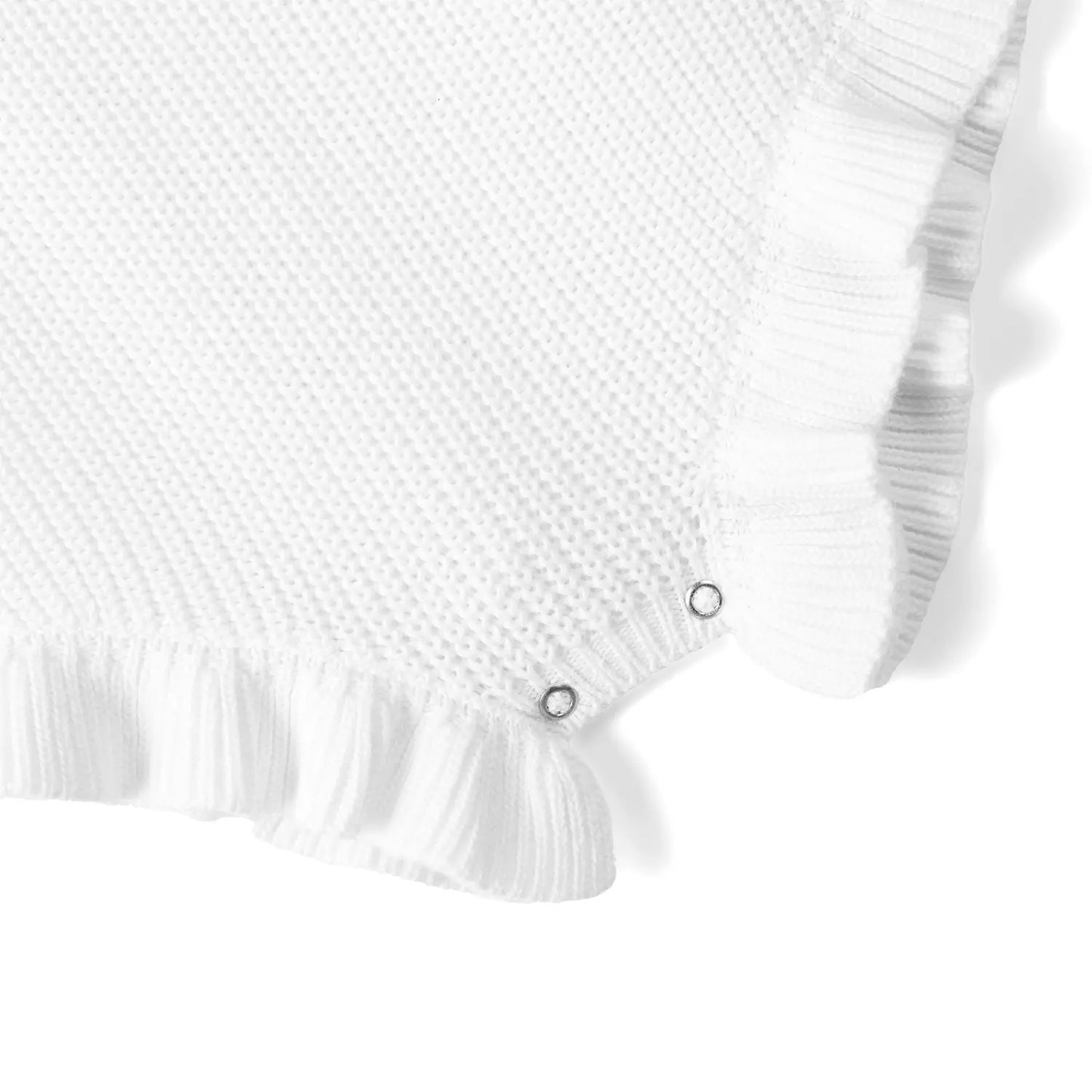 Ruffle Chunky Knit Baby Romper in White