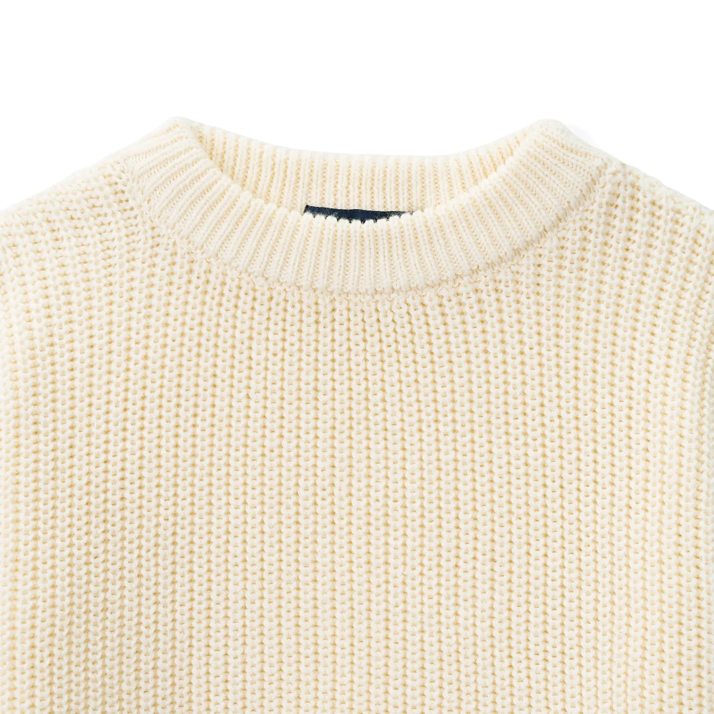 Classic Knit Baby Sweater in Cream