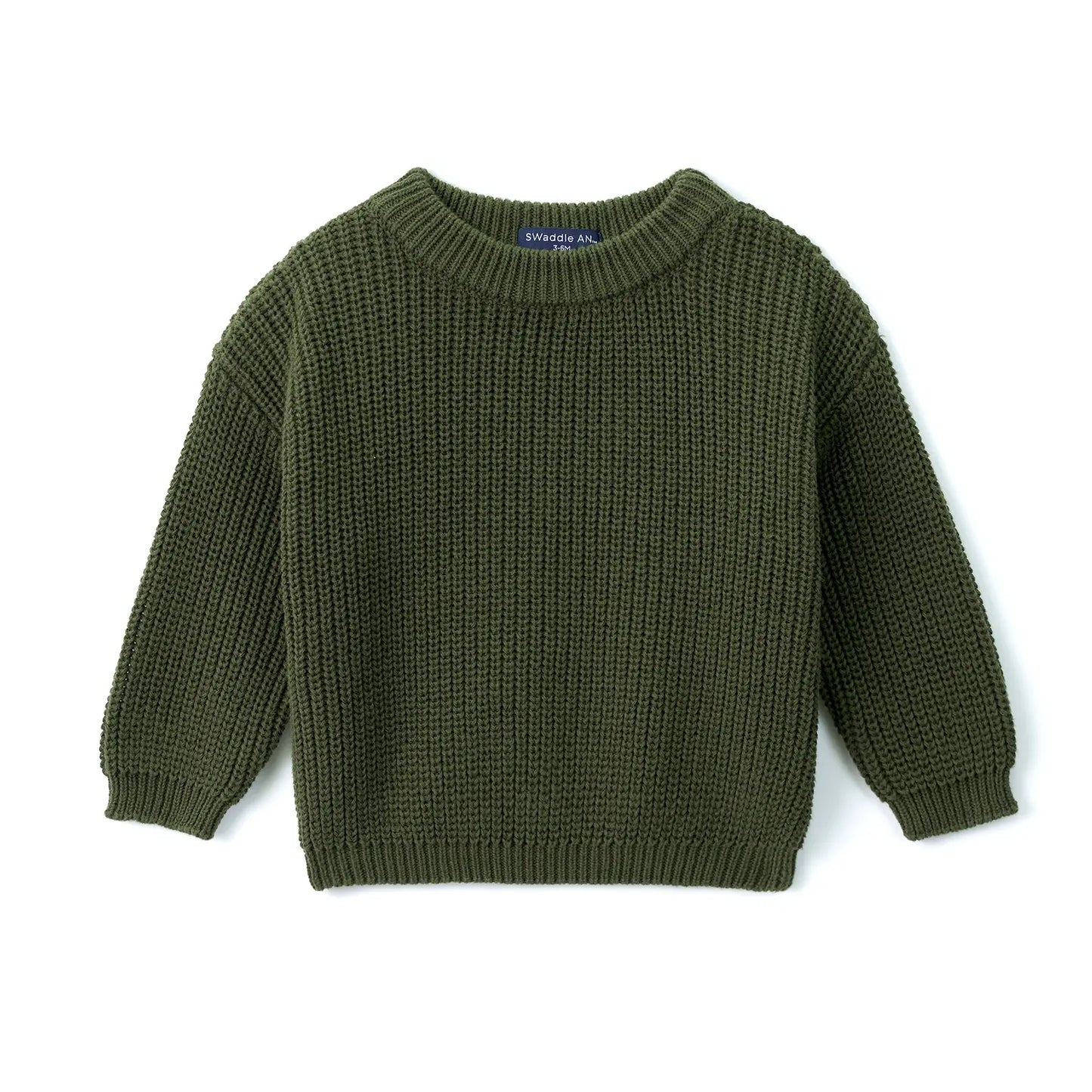 Classic Knit Baby Sweater in Forest Green