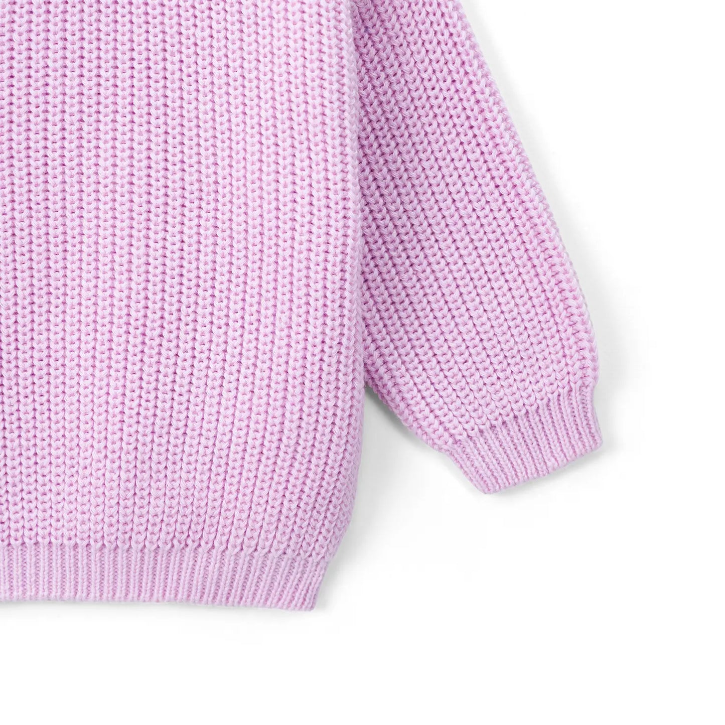 Classic Knit Baby Sweater in Lilac