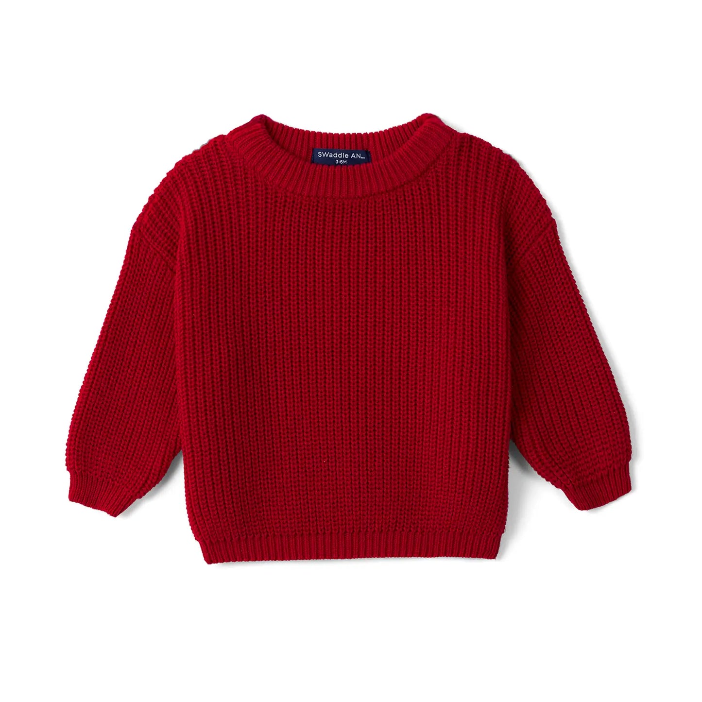 Classic Knit Baby Sweater in Red Xmas