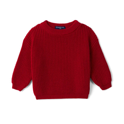 Classic Knit Baby Sweater in Red Xmas