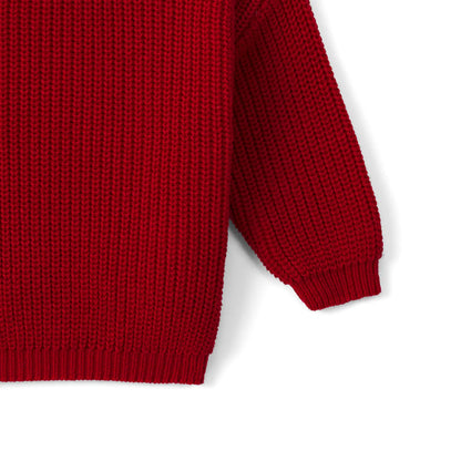 Classic Knit Baby Sweater in Red Xmas