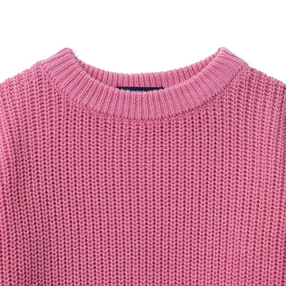 Classic Knit Baby Sweater in Rose Pink