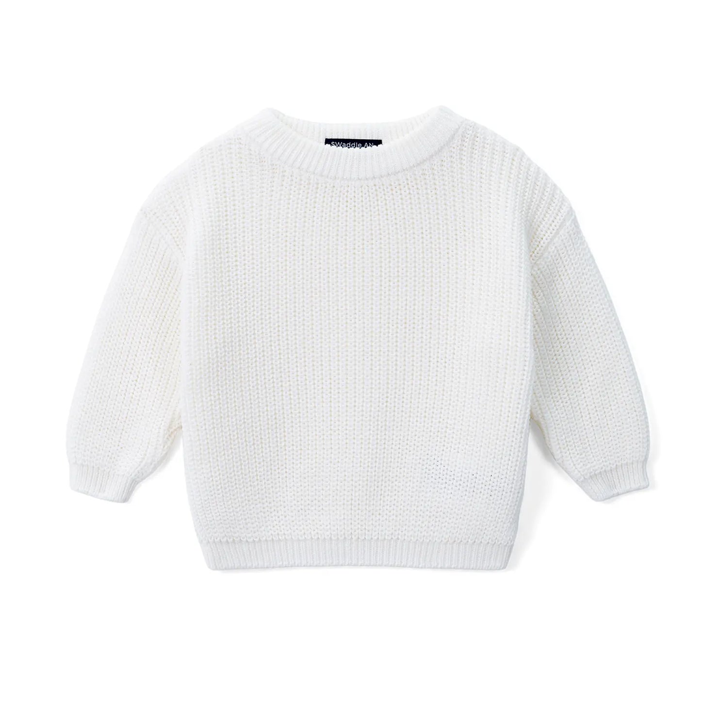 Classic Knit Baby Sweater in Timeless White