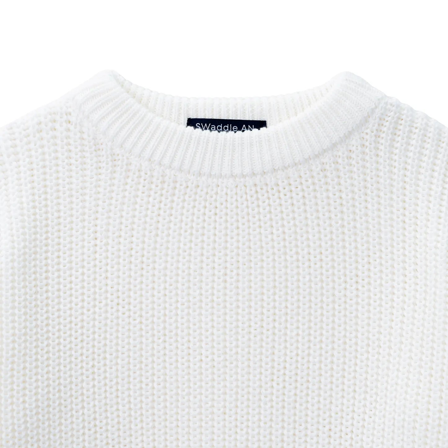 Classic Knit Baby Sweater in Timeless White