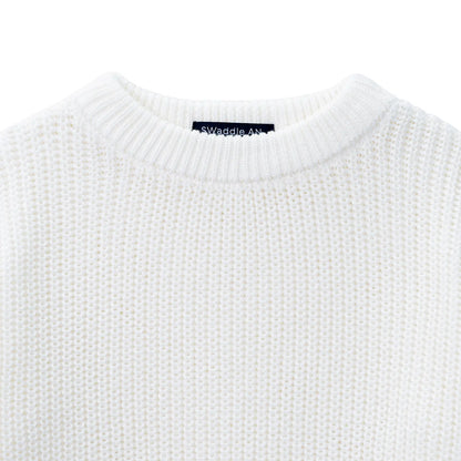 Classic Knit Baby Sweater in Timeless White