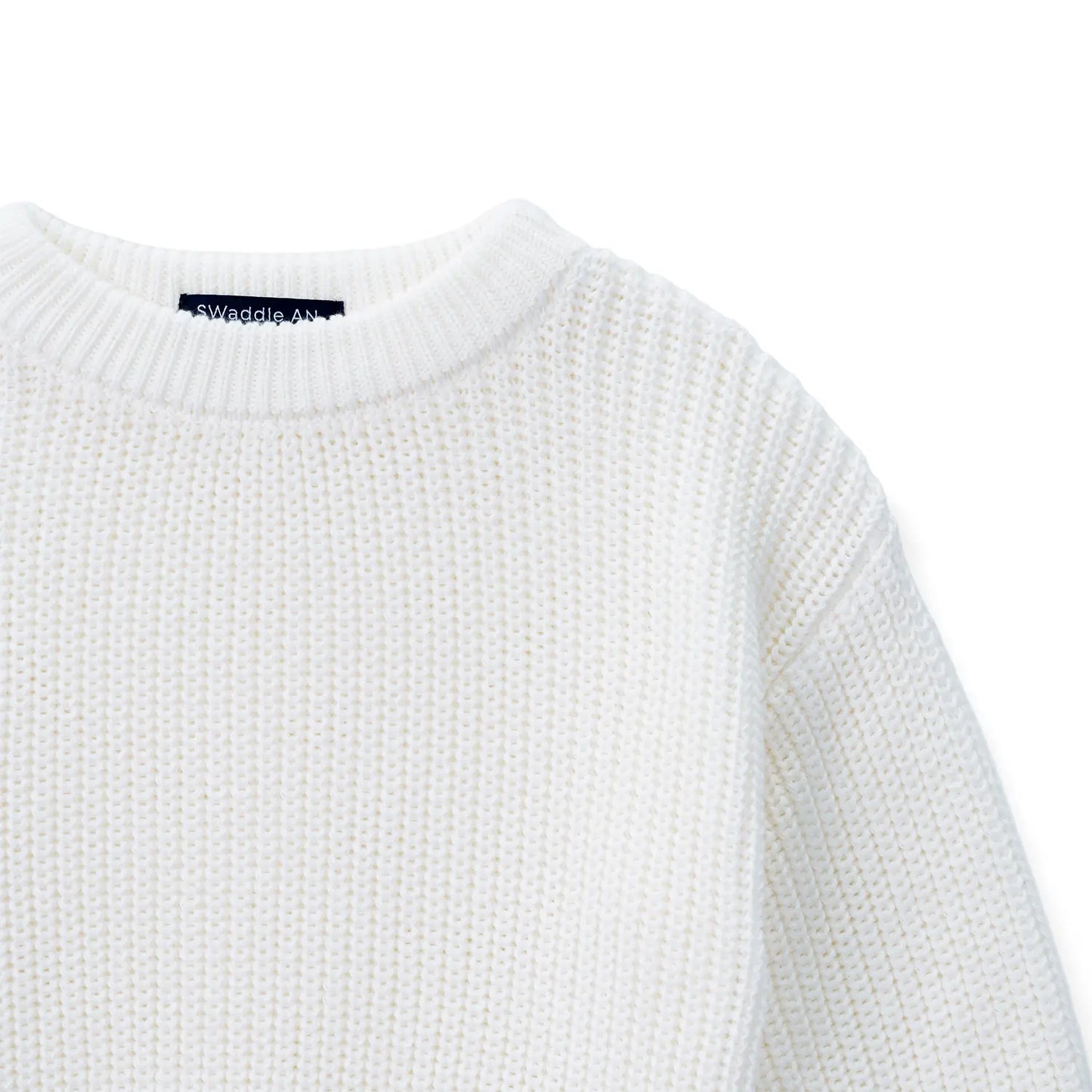 Classic Knit Baby Sweater in Timeless White