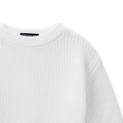 Classic Knit Baby Sweater in Timeless White