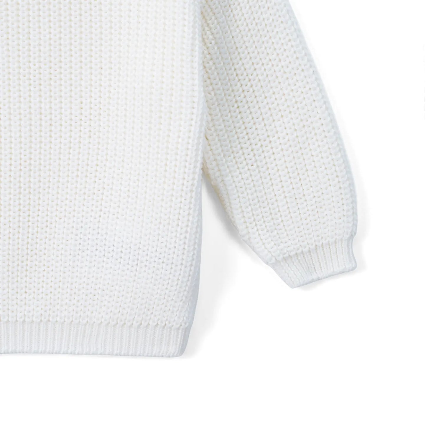 Classic Knit Baby Sweater in Timeless White