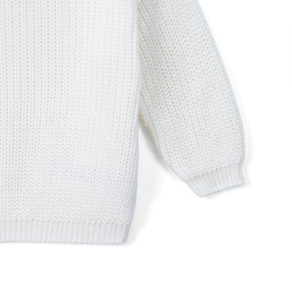 Classic Knit Baby Sweater in Timeless White
