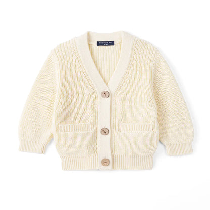 Classic Cardigan with Pockets in Cream
