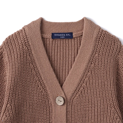 Classic Cardigan with Pockets in Mocha