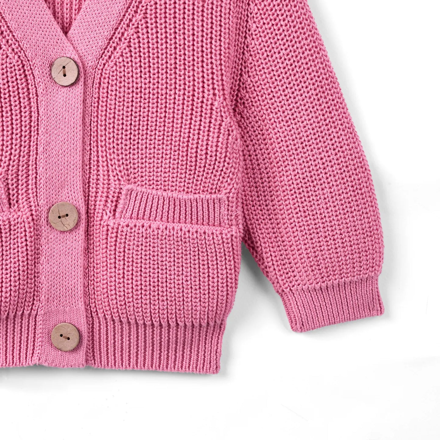 Classic Cardigan with Pockets in Rose Pink