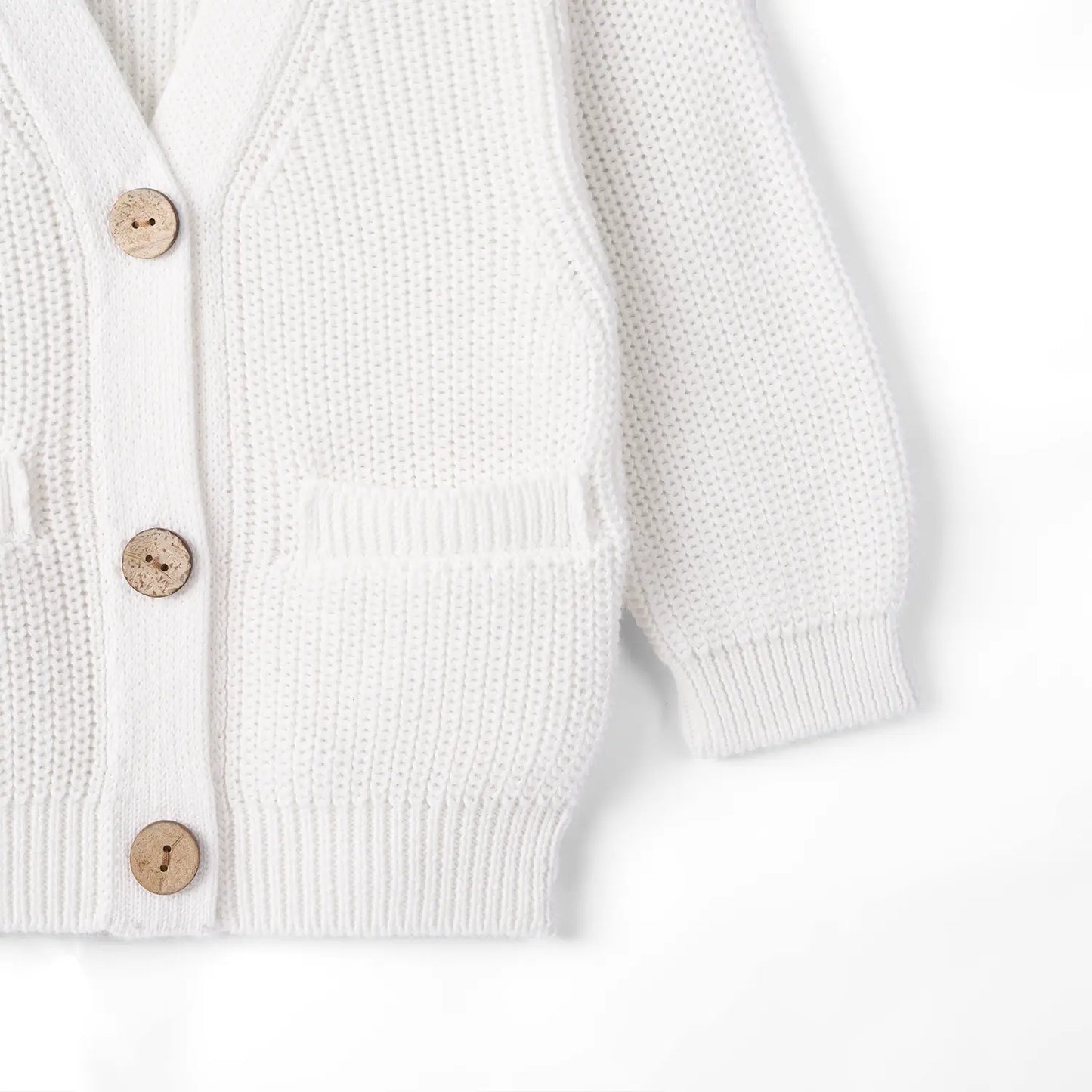 Classic Cardigan with Pockets in White