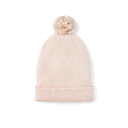 Knit Baby Pom Beanie in Beige