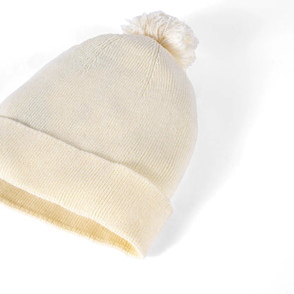 Knit Baby Pom Beanie in Cream