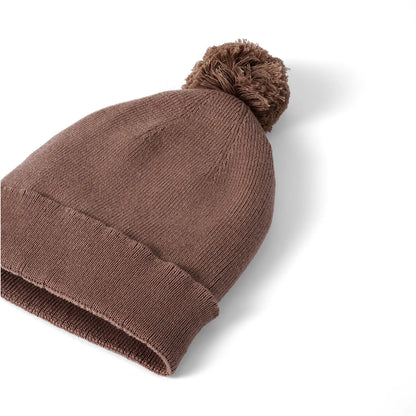 Knit Baby Pom Beanie in Mocha