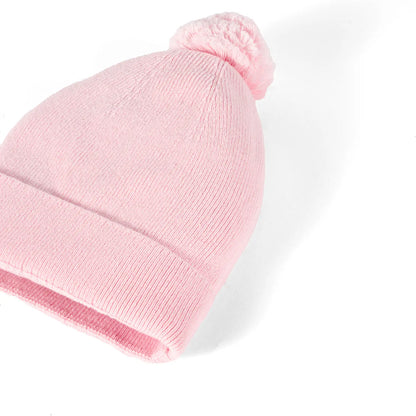 Knit Baby Pom Beanie in Pink