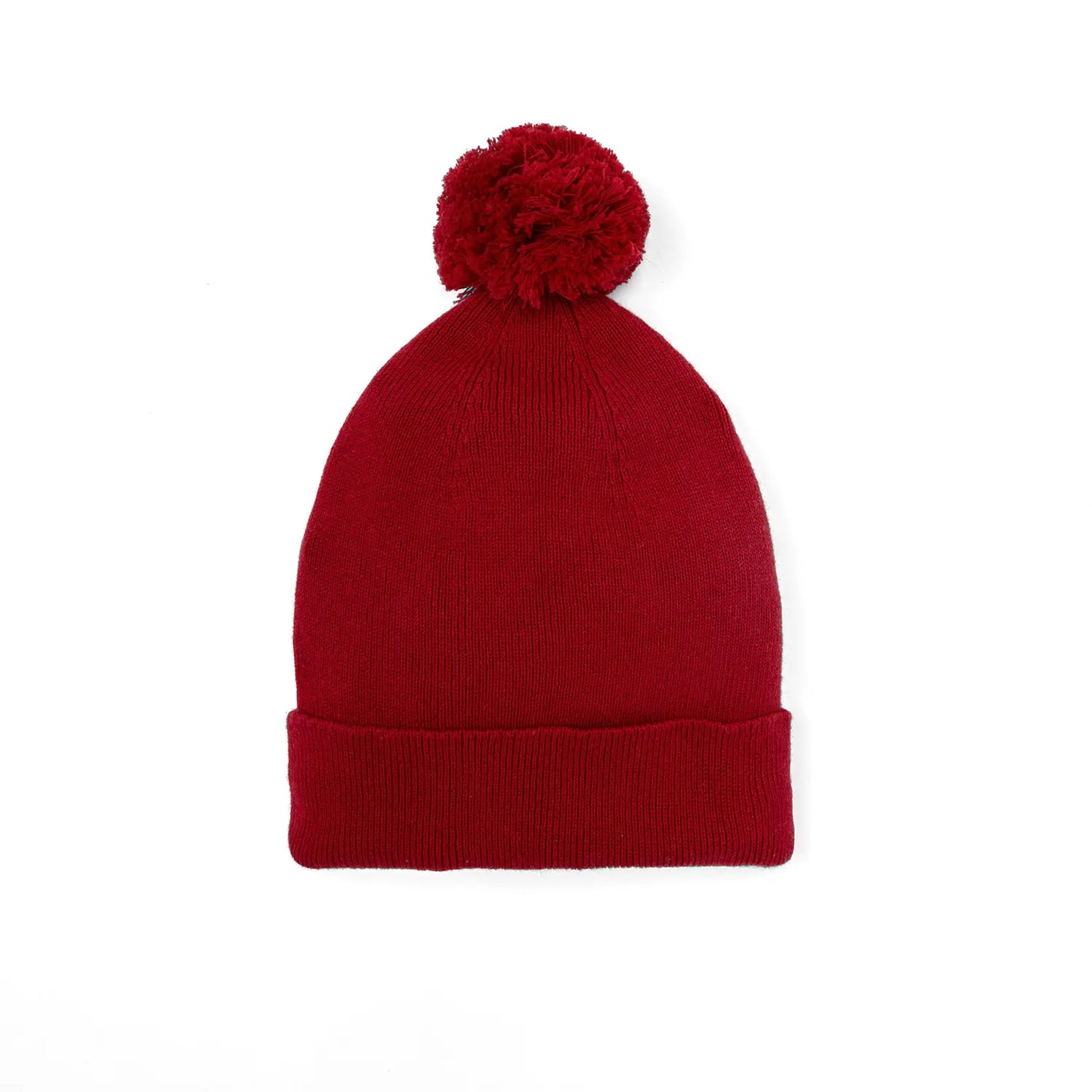 Knit Baby Pom Beanie in Red Xmas