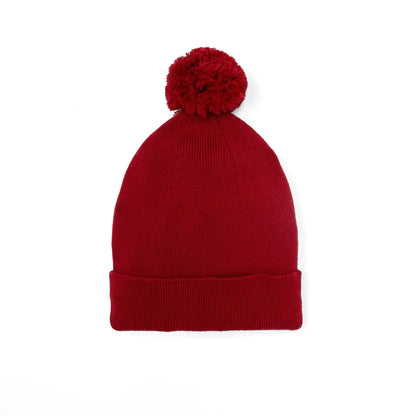 Knit Baby Pom Beanie in Red Xmas