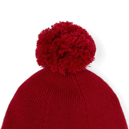 Knit Baby Pom Beanie in Red Xmas