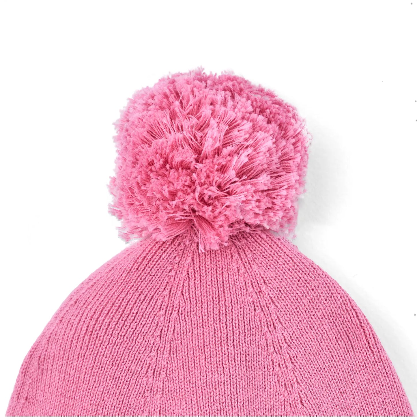 Knit Baby Pom Beanie in Rose Pink