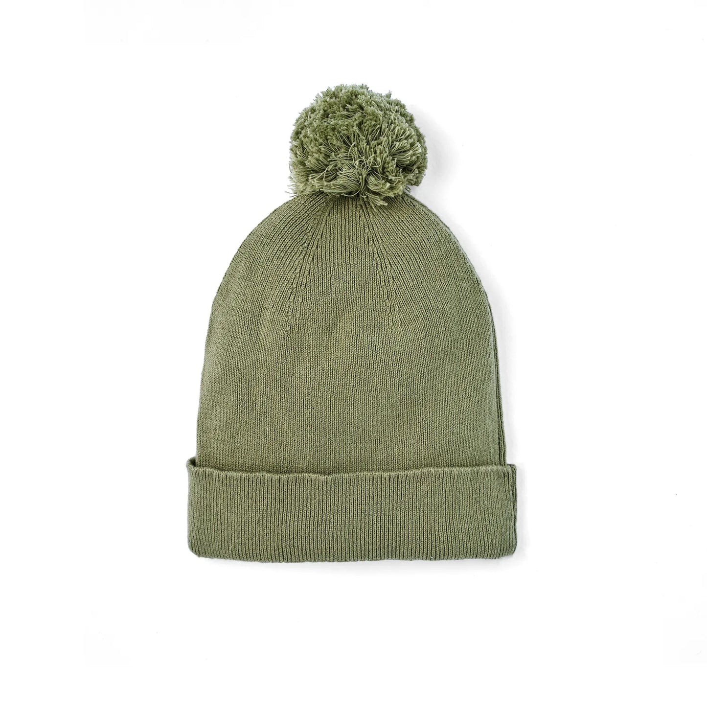 Knit Baby Pom Beanie in Sage Green