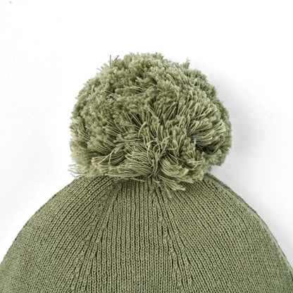 Knit Baby Pom Beanie in Sage Green