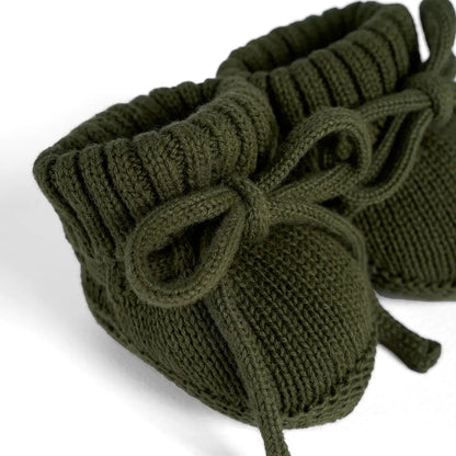 Knitted Booties in Forest Green