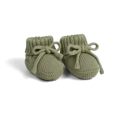Knitted Booties in Sage Green