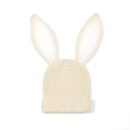Bunny Ear Knit Beanie in Cream