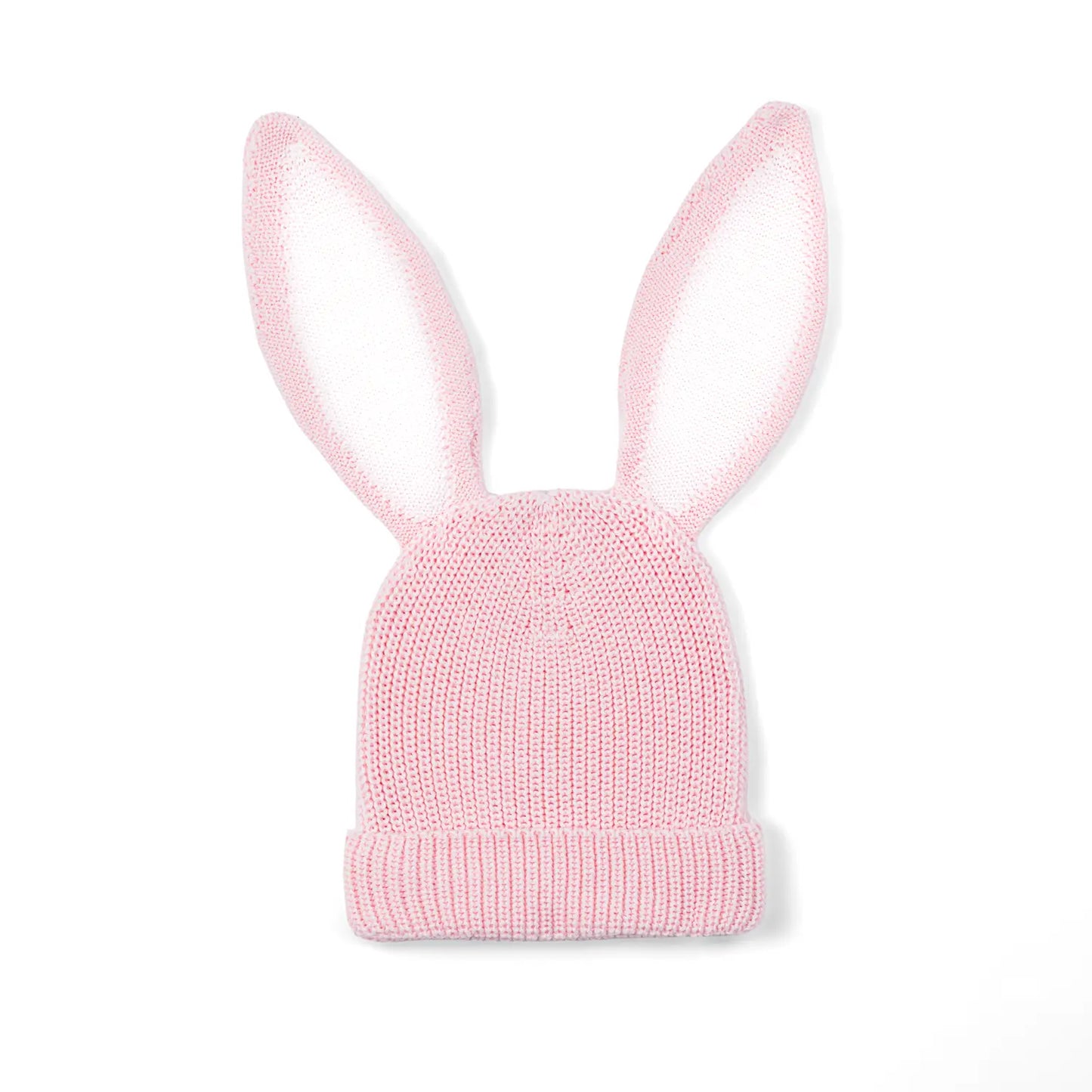 Bunny Ear Knit Beanie in Pink