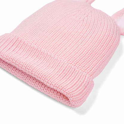 Bunny Ear Knit Beanie in Pink