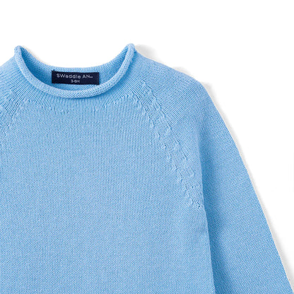 Knit Rollneck Baby Sweater in Baby Blue
