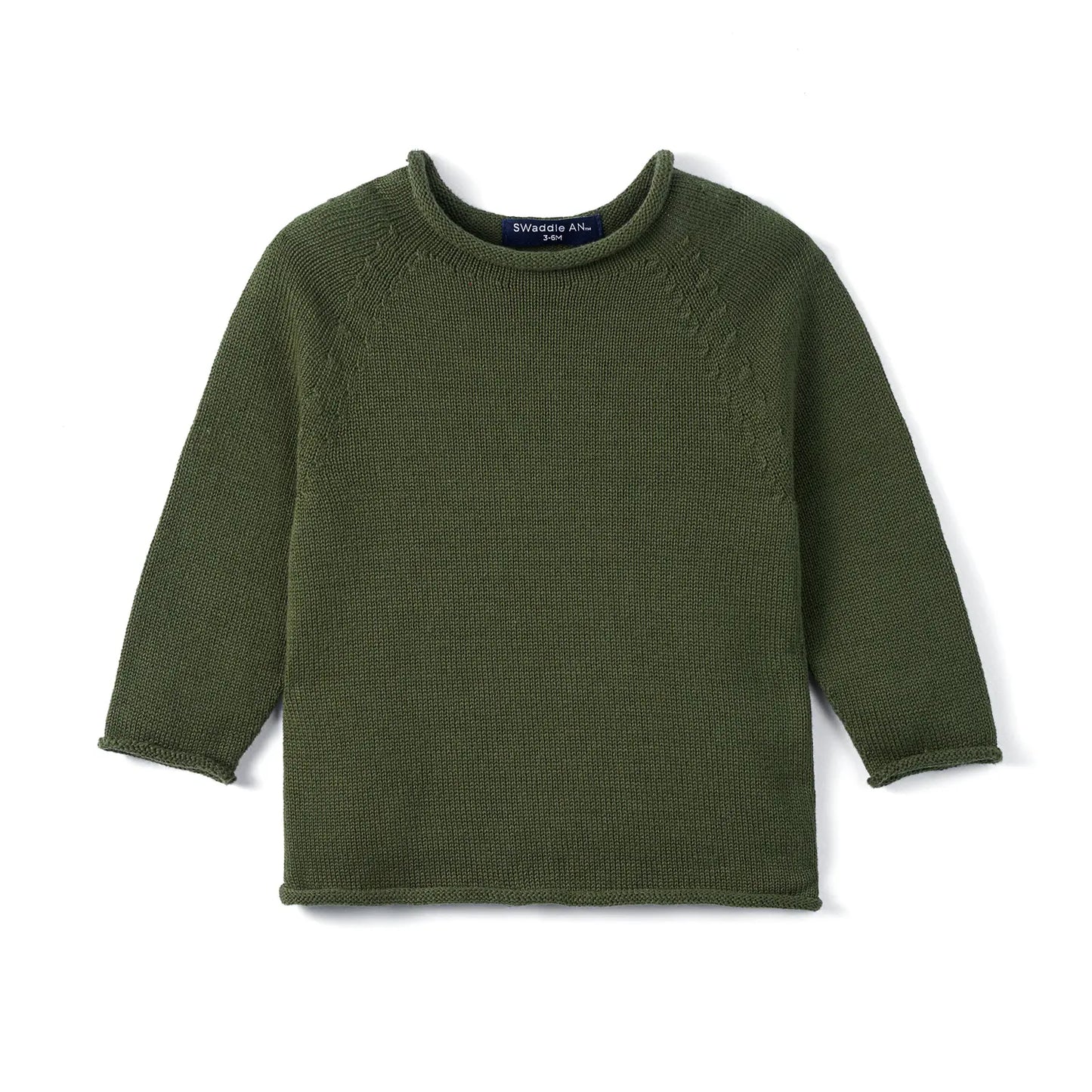 Knit Rollneck Baby Sweater in Forest Green