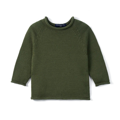 Knit Rollneck Baby Sweater in Forest Green
