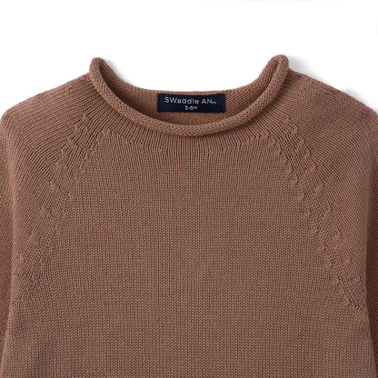 Knit Rollneck Baby Sweater in Mocha