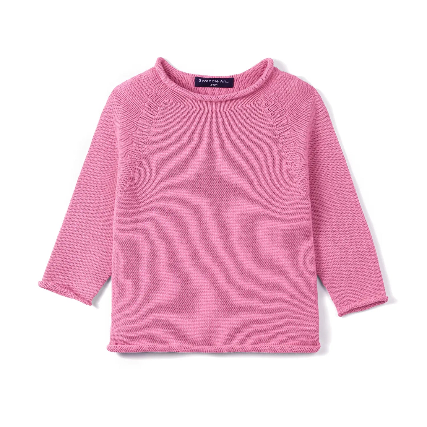 Knit Rollneck Baby Sweater in Rose Pink