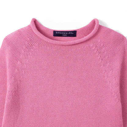 Knit Rollneck Baby Sweater in Rose Pink