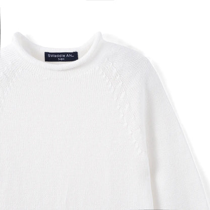 Knit Rollneck Baby Sweater in White