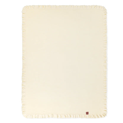 Ruffled Edge Knit Baby Blanket in Cream