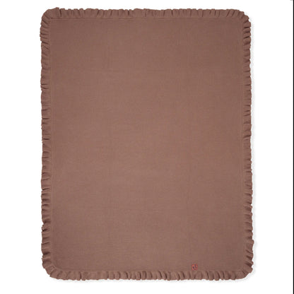 Ruffled Edge Knit Baby Blanket in Mocha