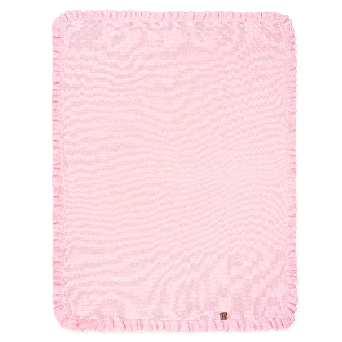 Ruffled Edge Knit Baby Blanket in Pink