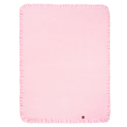 Ruffled Edge Knit Baby Blanket in Pink