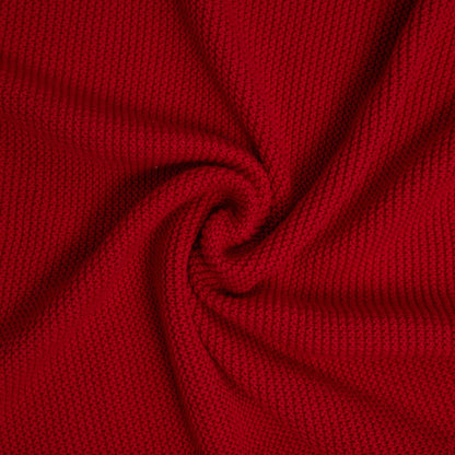 Ruffled Edge Knit Baby Blanket in Red Xmas